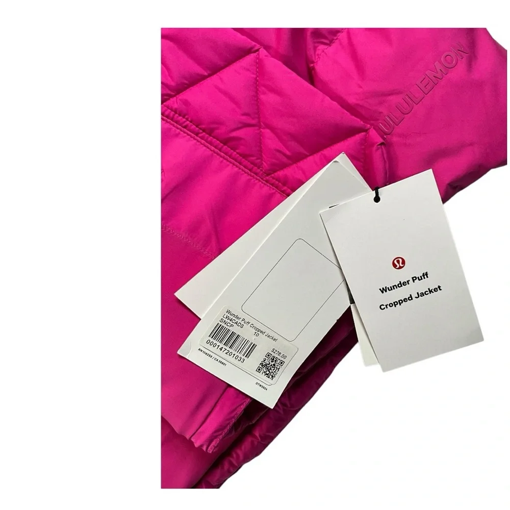NWT ✨ RARE Lululemon Wunder Puff Cropped Jacket Sonic Pink Size 10‎
